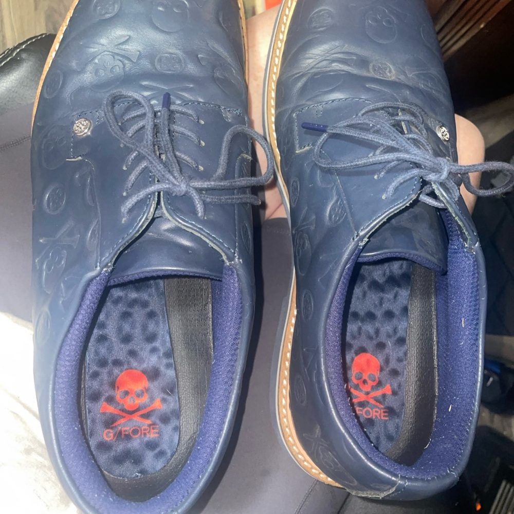 G/FORE Men's Navy Oxfords with Skull Detail